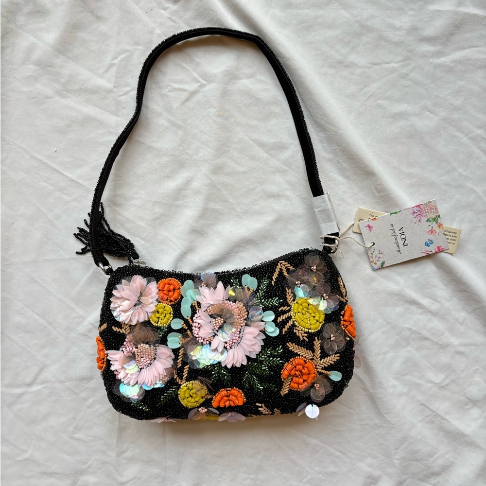 New with tag TJ MAXX Marshall’s viral beaded shoulder bag floral bead sequin bag